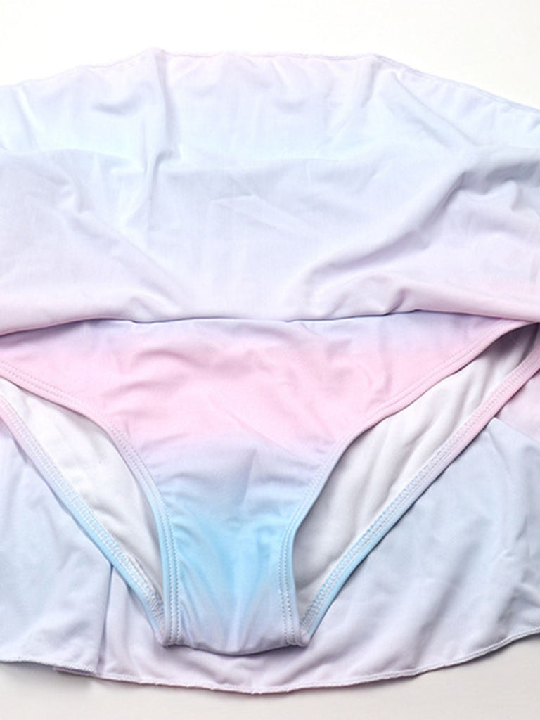1940s Gradient Pink Shell Skirted Bikini Set - vintage skirt, retro style