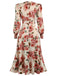 1940s Rose V-Neck Long Sleeves Dress: timeless style reimagined
