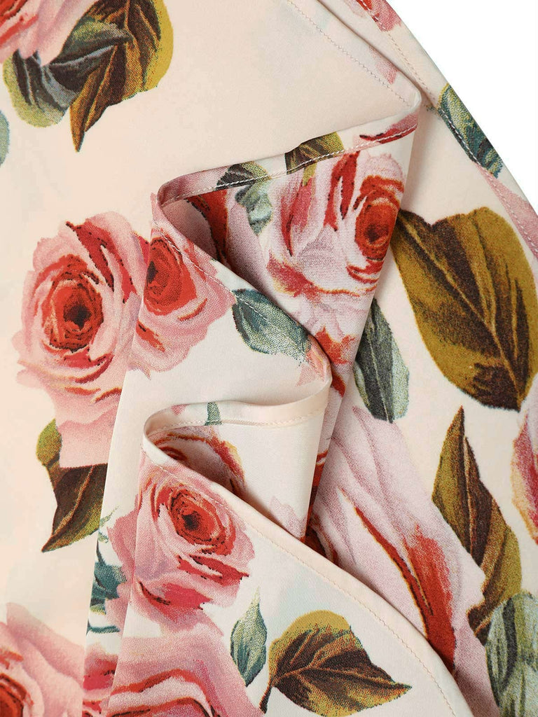 1940s Rose V-Neck Long Sleeves Dress — vintage elegance for the modern woman