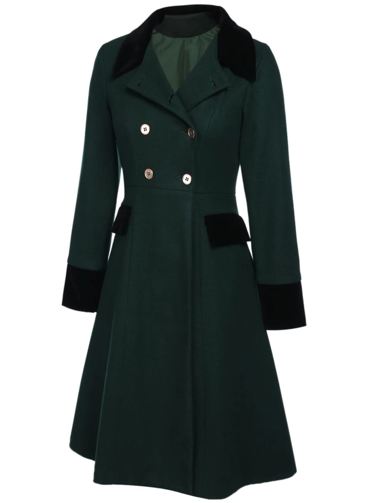 Dark 1940s Solid Button Coat, vintage outerwear, retro jacket - perfect for women who love vintage and retro fashion