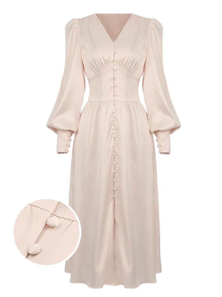 1940s Solid Silk Buttoned Tea | 1940s | vintage dress, retro fashion