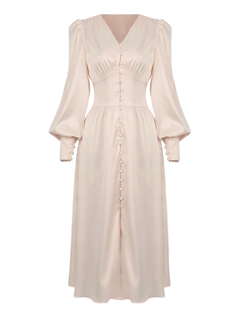 1940s Solid Silk Buttoned Tea | 1940s | vintage dress, retro fashion