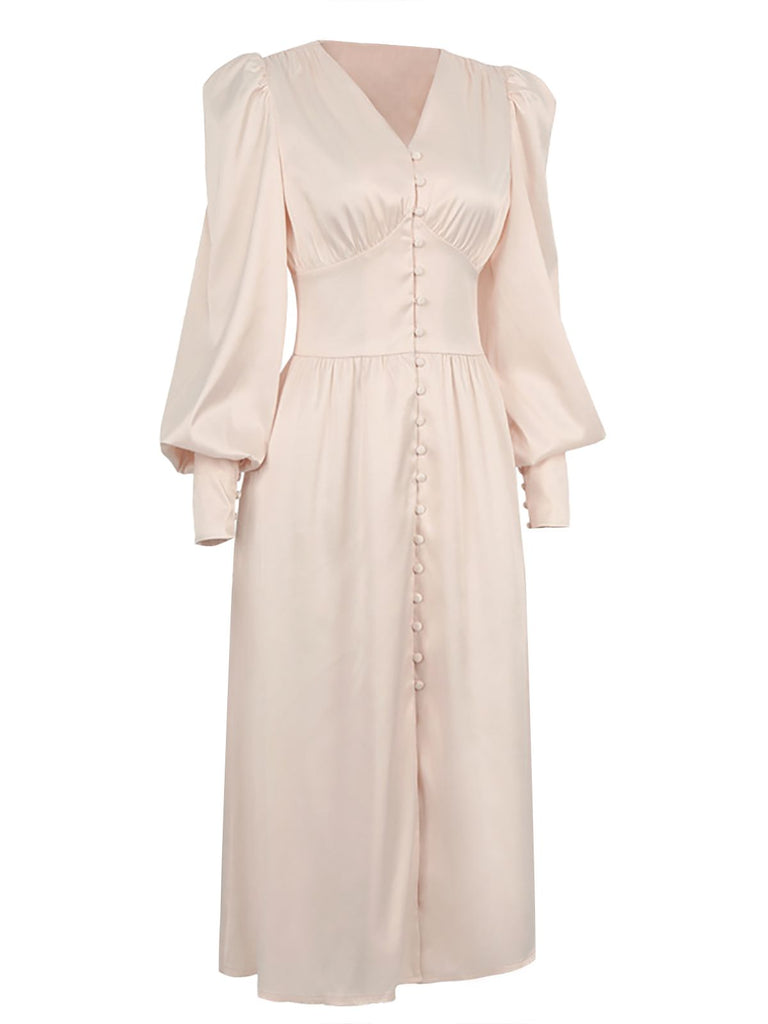 1940s Solid Silk Buttoned Tea | 1940s | vintage dress, retro fashion