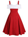 1950s Bow Cold Shoulder Swing Dress — vintage elegance for the modern woman