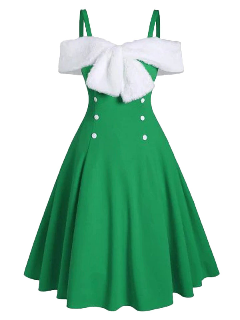 1950s Bow Cold Shoulder Swing Dress: timeless style reimagined