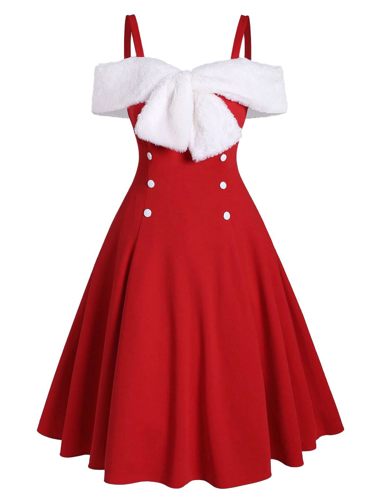 1950s Bow Cold Shoulder Swing Dress: timeless style reimagined