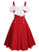1950s Bow Cold Shoulder Swing Dress, classic 1950s style elegant retro fashion - Image 5