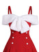 1950s Bow Cold Shoulder Swing Dress, classic 1950s style elegant retro fashion - Image 7