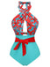 Side view: 1950s 1950s Bow Tie Floral Cross Straps