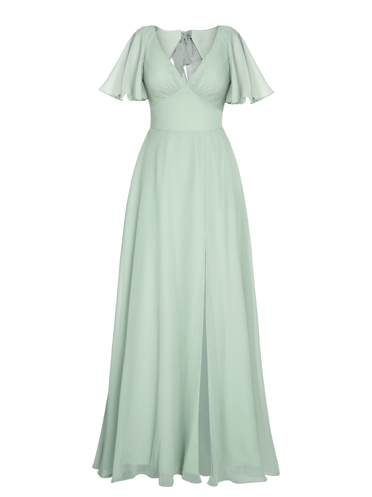 1950s Chiffon V-Neck Solid Vintage Dress: timeless style reimagined
