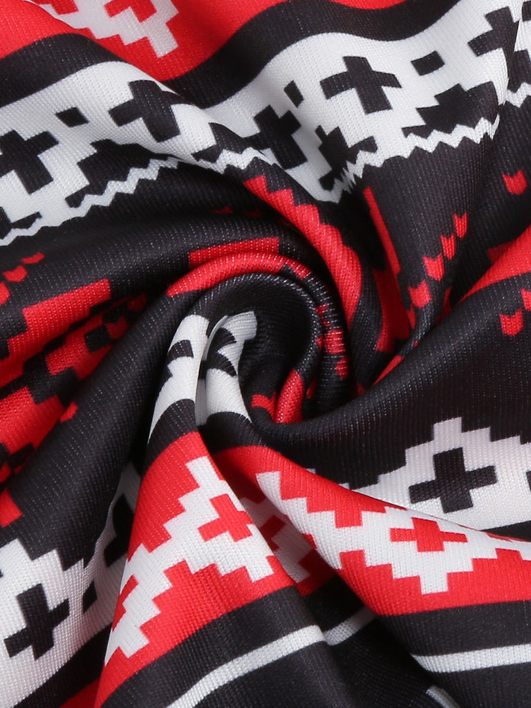 1950s Christmas Patchwork V-neck Dress: timeless style reimagined