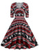 1950s Christmas Patchwork V-neck Dress: timeless style reimagined