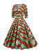 1950s Christmas Patchwork V-neck Dress — vintage elegance for the modern woman