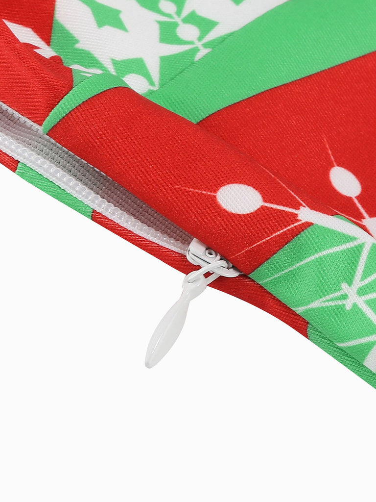 1950s Christmas Patchwork V-neck Dress: timeless style reimagined