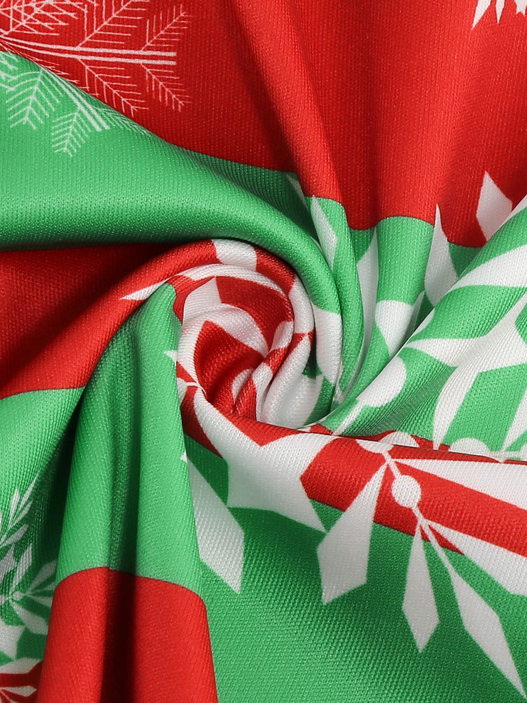 1950s Christmas Patchwork V-neck Dress — vintage elegance for the modern woman