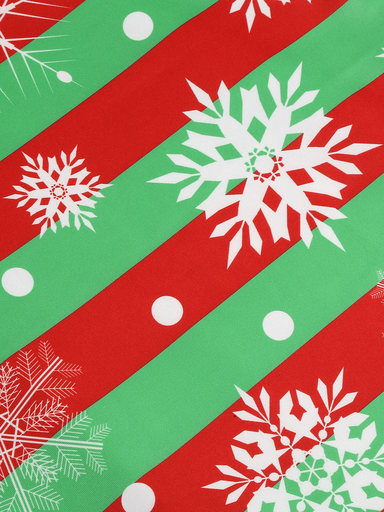 1950s Christmas Patchwork V-neck Dress: timeless style reimagined