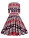 1950s Christmas Patchwork V-neck Dress — vintage elegance for the modern woman