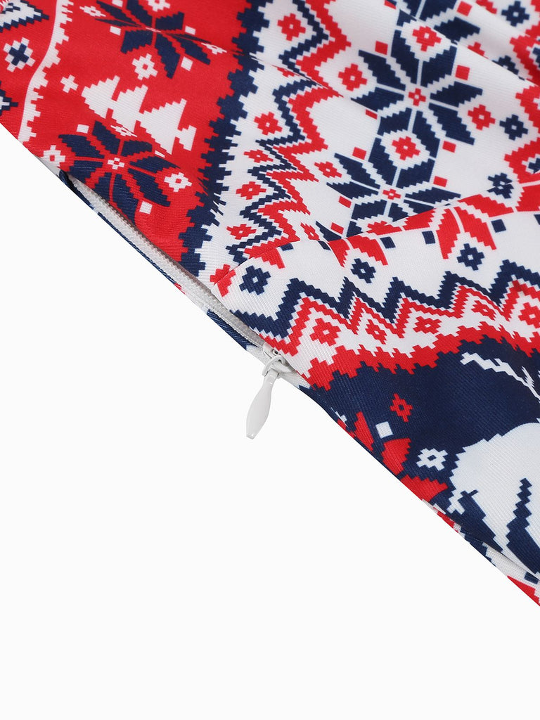 1950s Christmas Patchwork V-neck Dress: timeless style reimagined