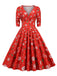 1950s Christmas Patchwork V-neck Dress — vintage elegance for the modern woman