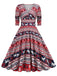 1950s Christmas Patchwork V-neck Dress — vintage elegance for the modern woman