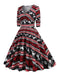1950s Christmas Patchwork V-neck Dress — vintage elegance for the modern woman