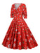 1950s Christmas Patchwork V-neck Dress: where 1950s romance meets her modern spirit