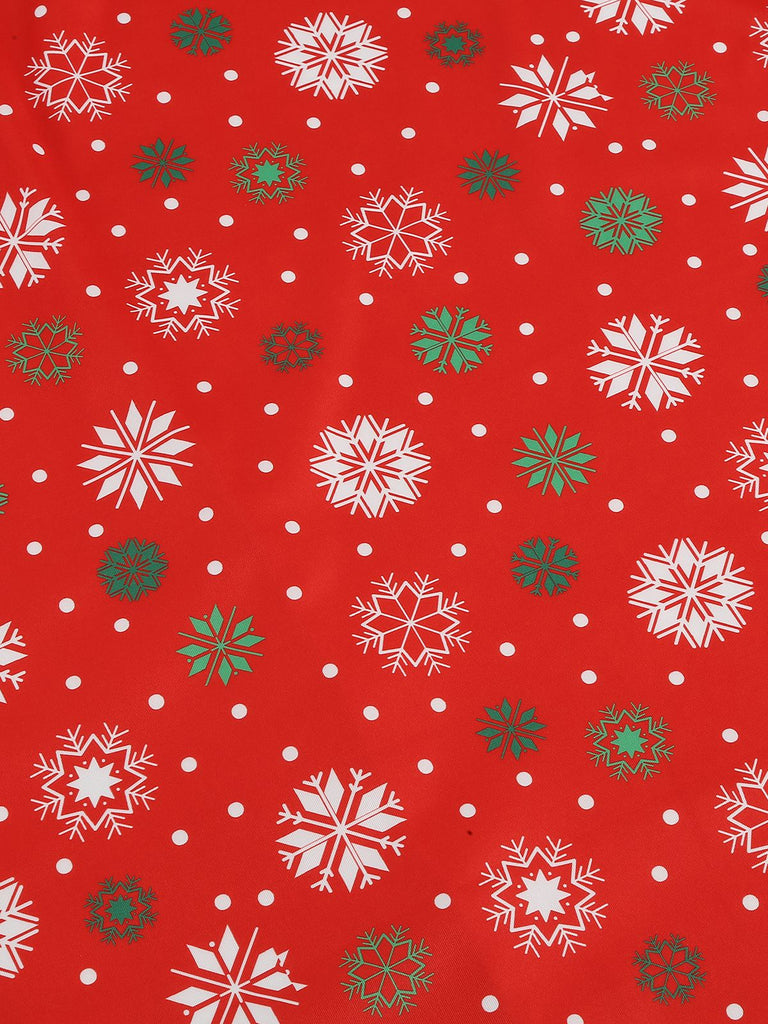 She slips into this 1950s Christmas Patchwork V-neck Dress and suddenly it's a 1950s daydream