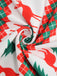 She slips into this 1950s Christmas Patchwork V-neck Dress and suddenly it's a 1950s daydream