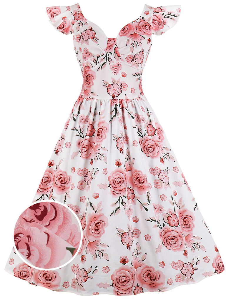 1950s Floral Flare Sleeve Swing Dress: timeless style reimagined