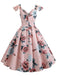 1950s Floral Flare Sleeve Swing Dress, classic 1950s style elegant retro fashion - Image 10