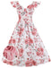 1950s Floral Flare Sleeve Swing Dress, classic 1950s style elegant retro fashion - Image 1