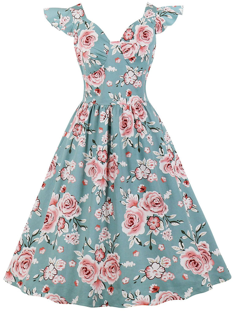 1950s Floral Flare Sleeve Swing Dress — vintage elegance for the modern woman