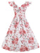 1950s Floral Flare Sleeve Swing Dress, classic 1950s style elegant retro fashion - Image 2