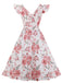 1950s Floral Flare Sleeve Swing Dress, classic 1950s style elegant retro fashion - Image 3