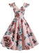 1950s Floral Flare Sleeve Swing Dress, classic 1950s style elegant retro fashion - Image 7