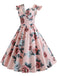 1950s Floral Flare Sleeve Swing Dress, classic 1950s style elegant retro fashion - Image 9