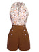 1950s Floral Halter Button Lace-up Romper: timeless style reimagined