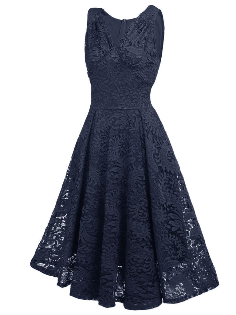 1950s Floral Lace Solid Swing Dress — vintage elegance for the modern woman