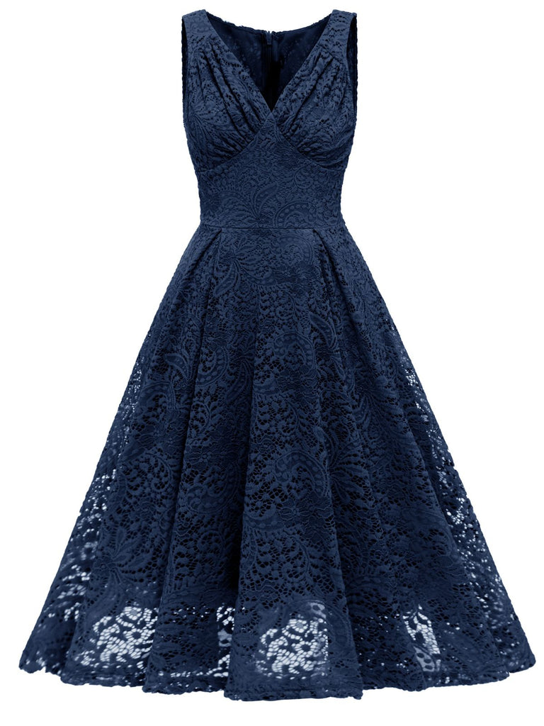 1950s Floral Lace Solid Swing Dress — vintage elegance for the modern woman