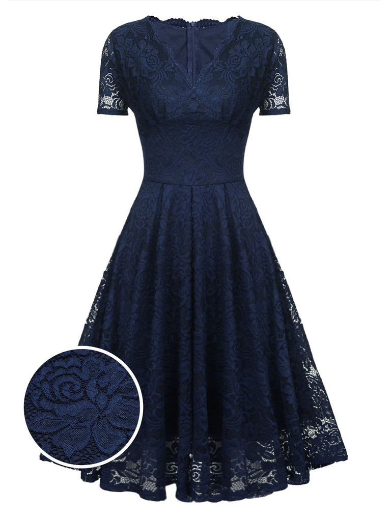 1950s Floral Lace Solid Swing Dress: timeless style reimagined