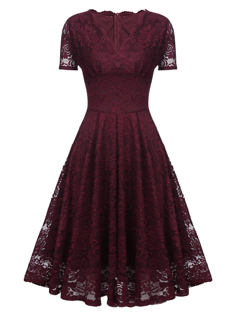 1950s Floral Lace Solid Swing Dress: timeless style reimagined