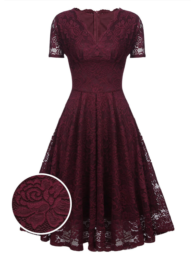 1950s Floral Lace Solid Swing Dress: timeless style reimagined