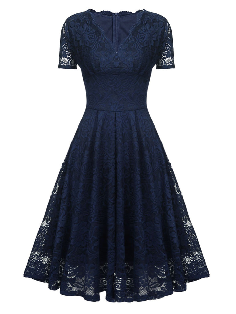1950s Floral Lace Solid Swing Dress: timeless style reimagined