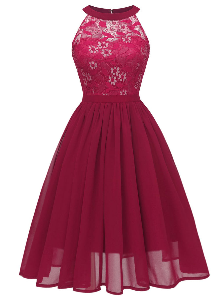 1950s Floral Lace Swing Dress, classic vintage style elegant retro fashion - Image 10