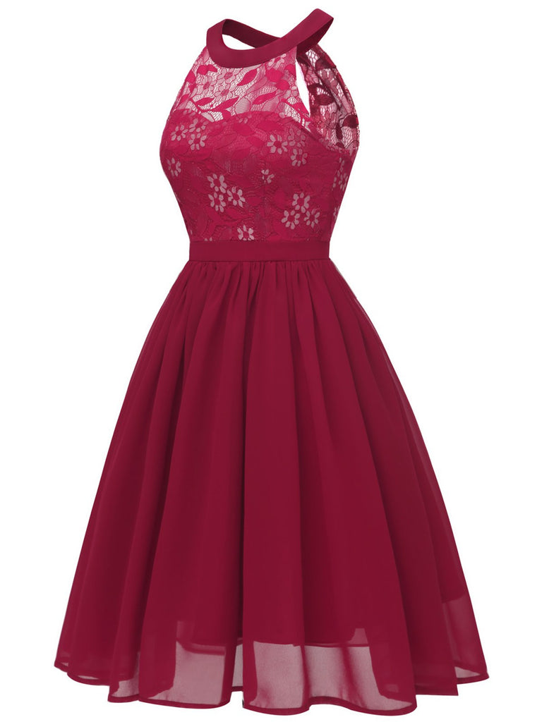 1950s Floral Lace Swing Dress, classic vintage style elegant retro fashion - Image 11
