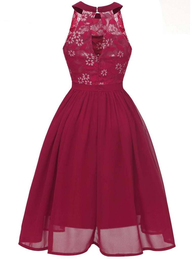 1950s Floral Lace Swing Dress, classic vintage style elegant retro fashion - Image 12