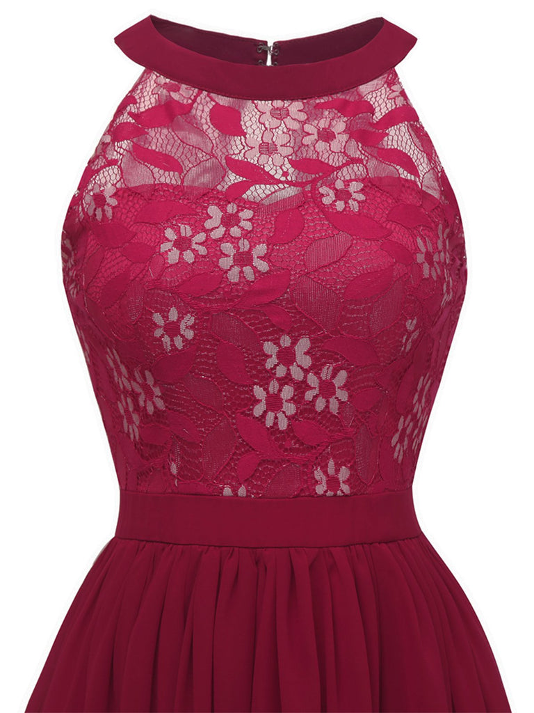 1950s Floral Lace Swing Dress, classic vintage style elegant retro fashion - Image 13
