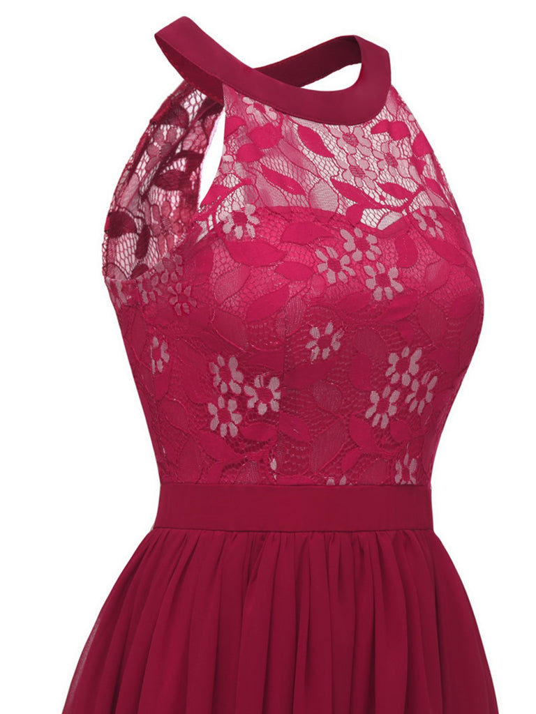 1950s Floral Lace Swing Dress, classic vintage style elegant retro fashion - Image 14