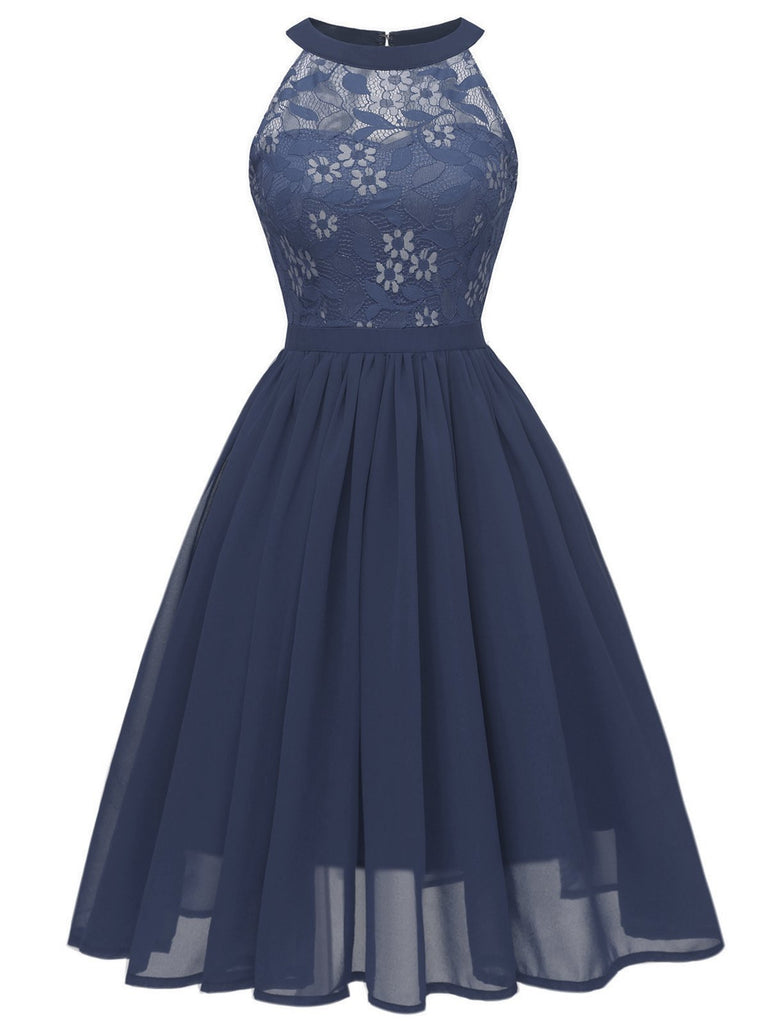 1950s Floral Lace Swing Dress, classic vintage style elegant retro fashion - Image 5