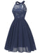 1950s Floral Lace Swing Dress, classic vintage style elegant retro fashion - Image 6